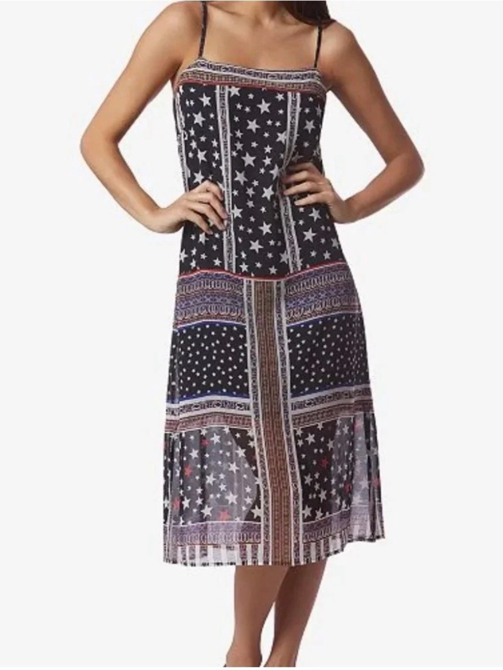 NWTs Avec Les Filles patriotic star print dress - America Combo - Size XS